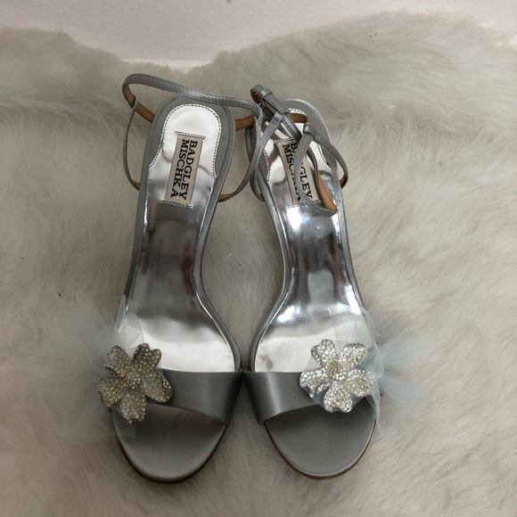 Badgley Mischka Rafaela Evening Flower Mesh Heels - Picture 4 of 10